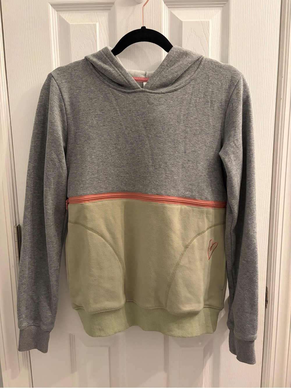 Latched Mama Pullover Hoodie - Olive Green & Gray XXS